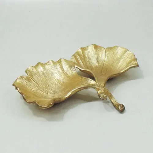 Gold Ginkgo Leaf Dish — Handcrafted Export Product by NXTGENEXPORTS, Moradabad